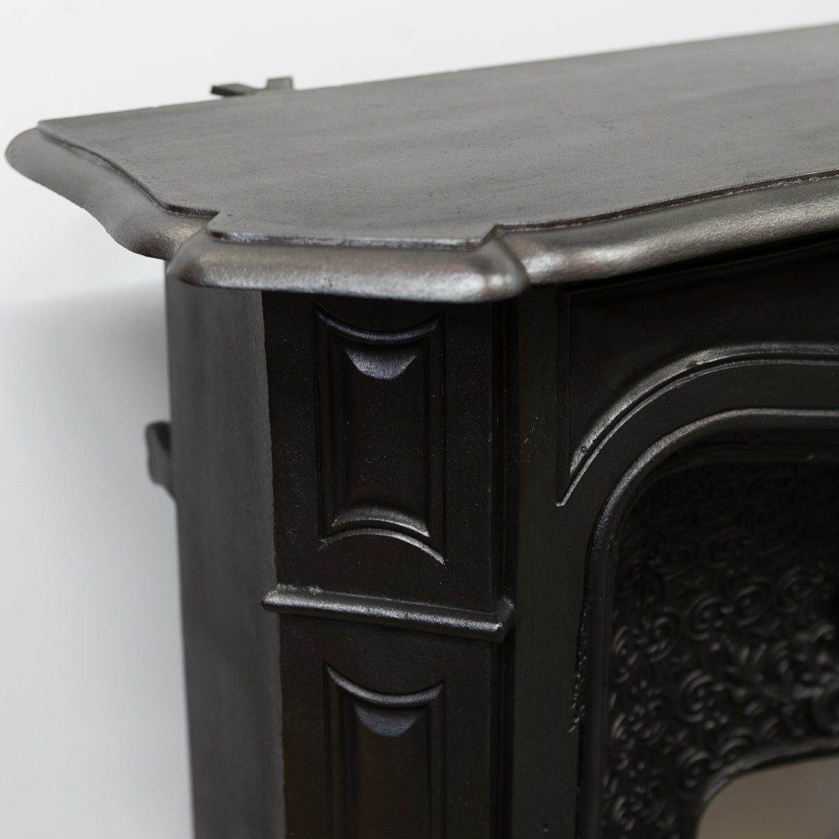 Rare Highly Ornate Antique Cast Iron Fireplace Surround | Pair Available