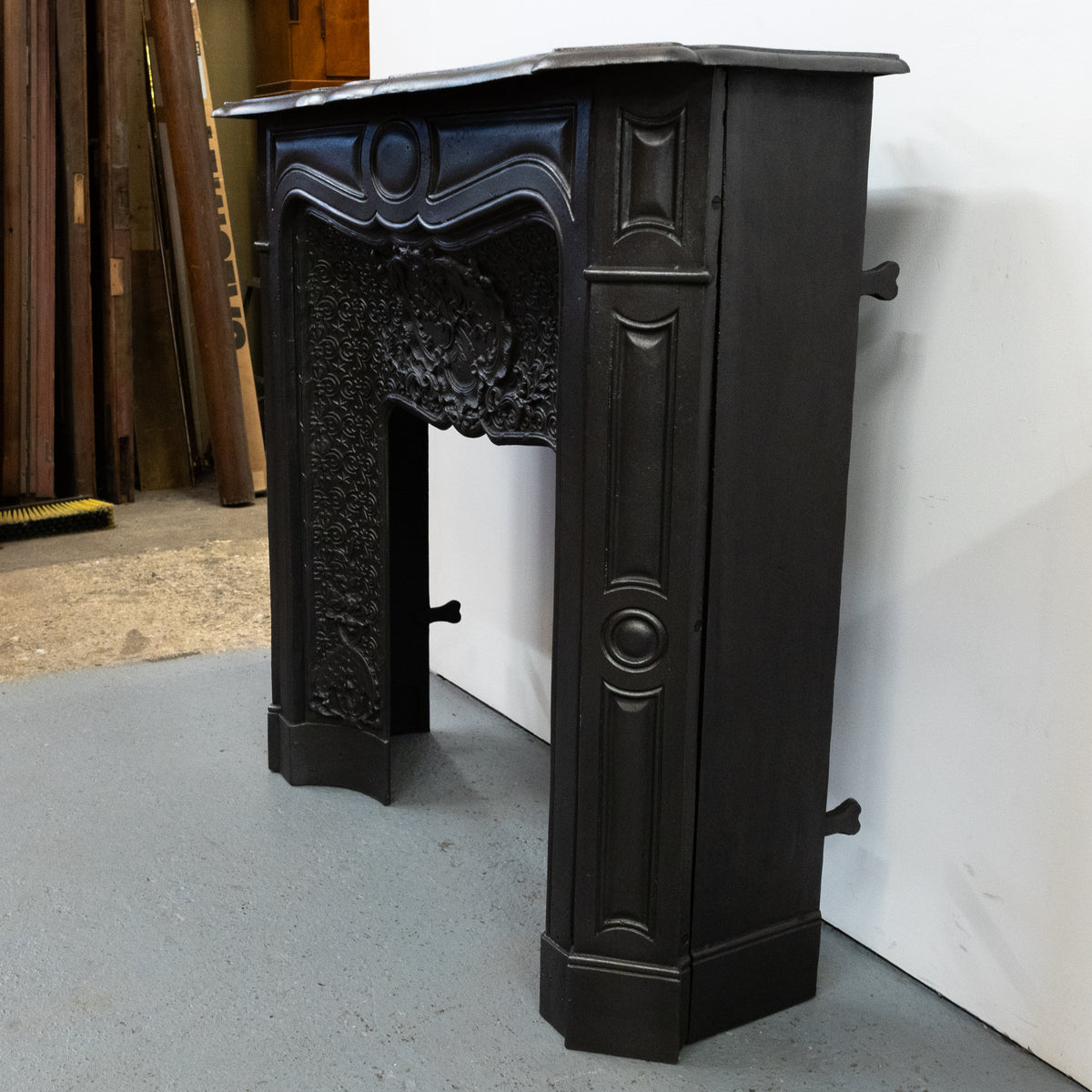 Rare Highly Ornate Antique Cast Iron Fireplace Surround | Pair Available