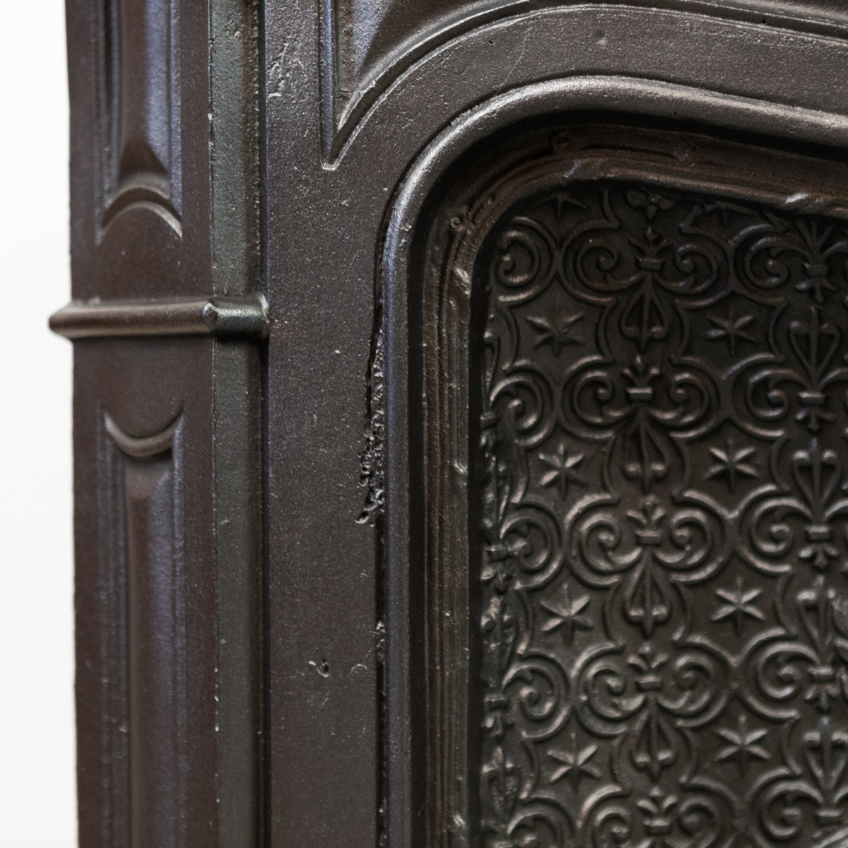 Rare Highly Ornate Antique Cast Iron Fireplace Surround | Pair Available