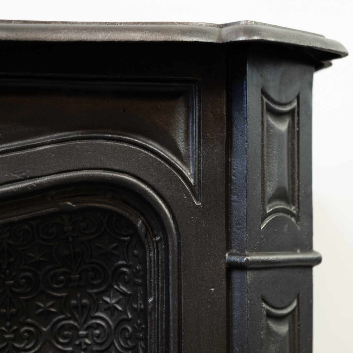 Rare Highly Ornate Antique Cast Iron Fireplace Surround | Pair Available
