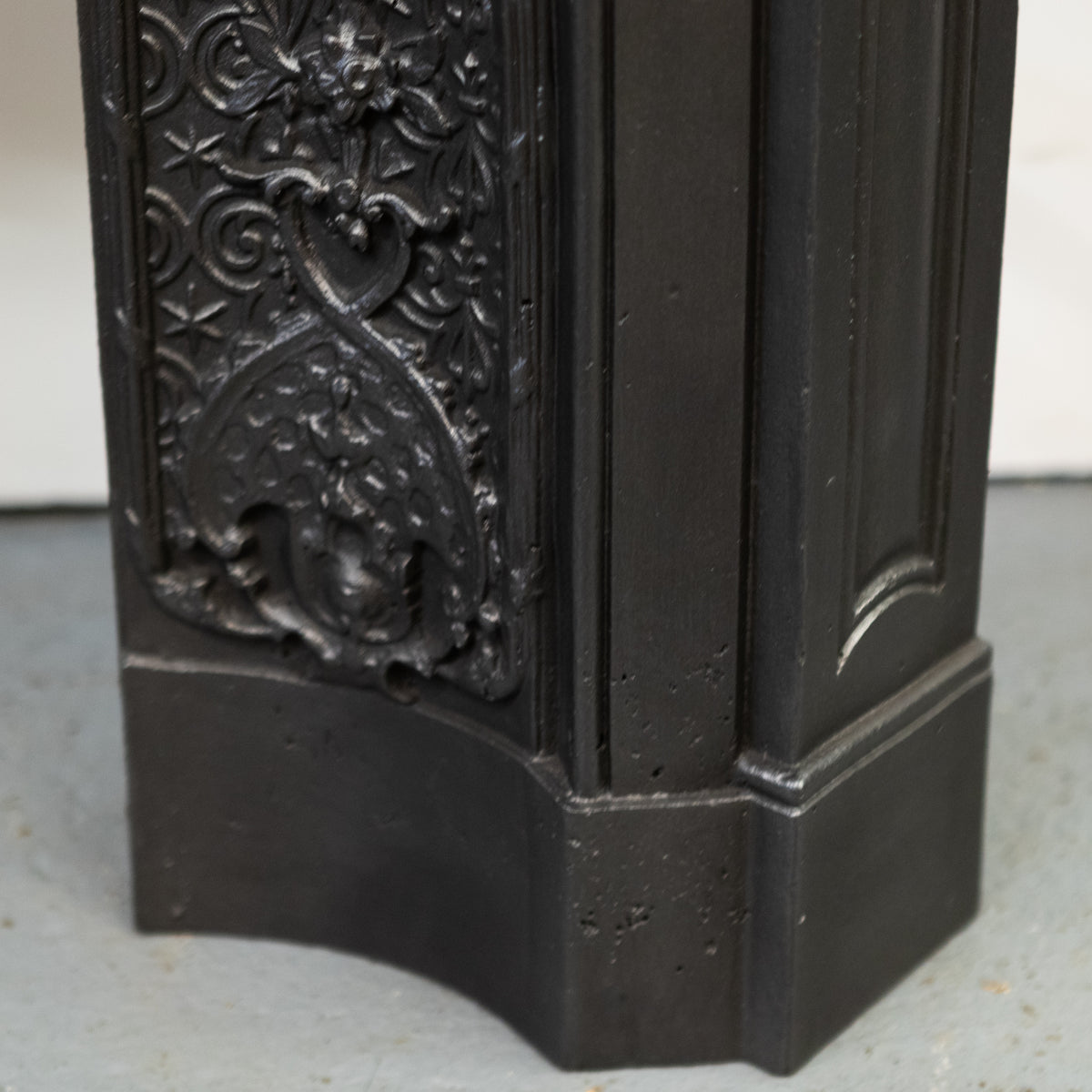 Rare Highly Ornate Antique Cast Iron Fireplace Surround | Pair Available