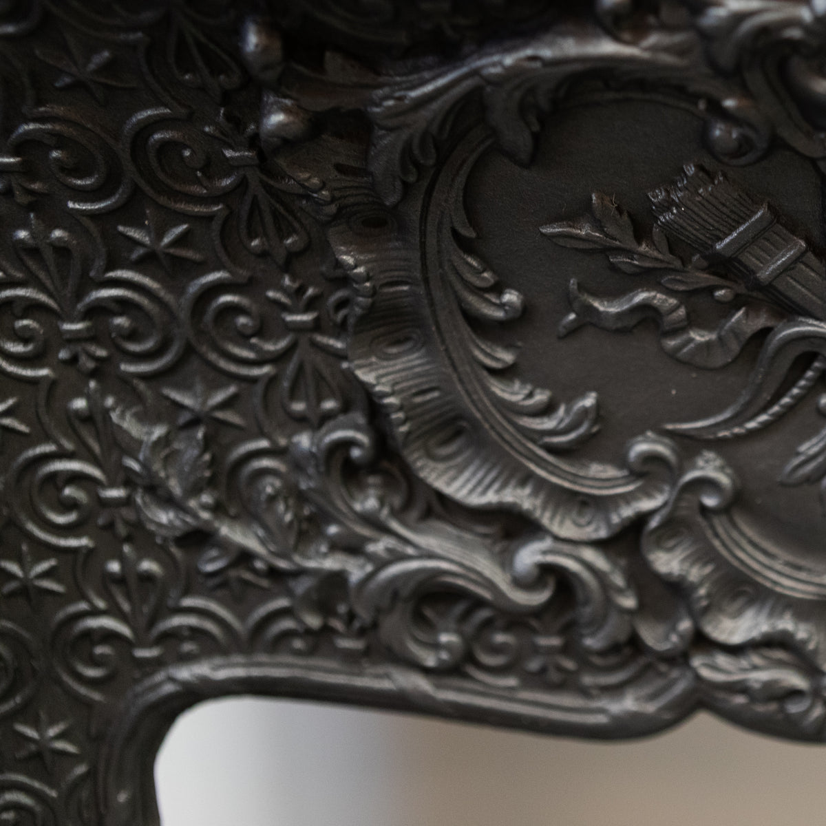 Rare Highly Ornate Antique Cast Iron Fireplace Surround | Pair Available