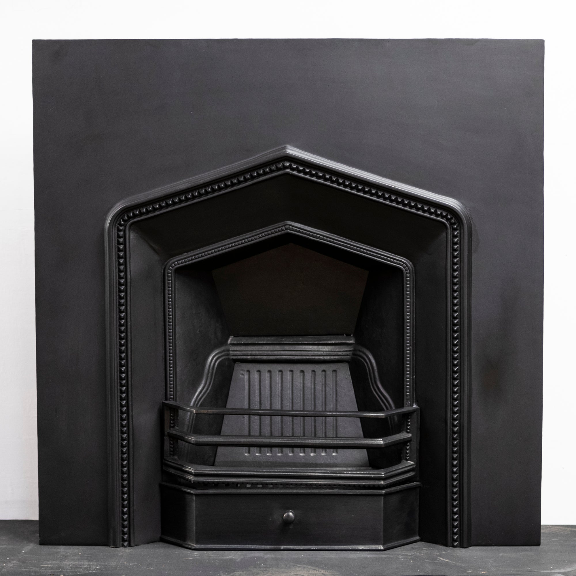 Large Reclaimed Gothic Revival Cast Iron Fireplace Insert | The Architectural Forum