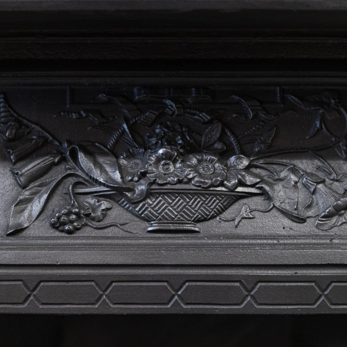 Antique Victorian Cast Iron Fireplace with Decorative Floral Tiles | The Architectural Forum