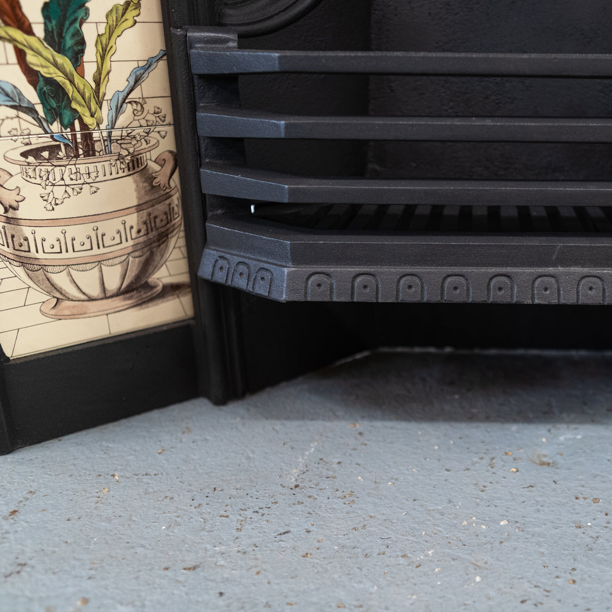 Antique Victorian Cast Iron Fireplace with Decorative Floral Tiles | The Architectural Forum
