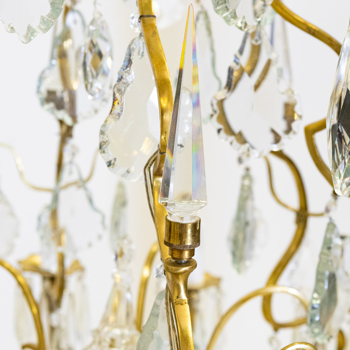 Early 20th Century Solid Brass & Crystal Chandelier