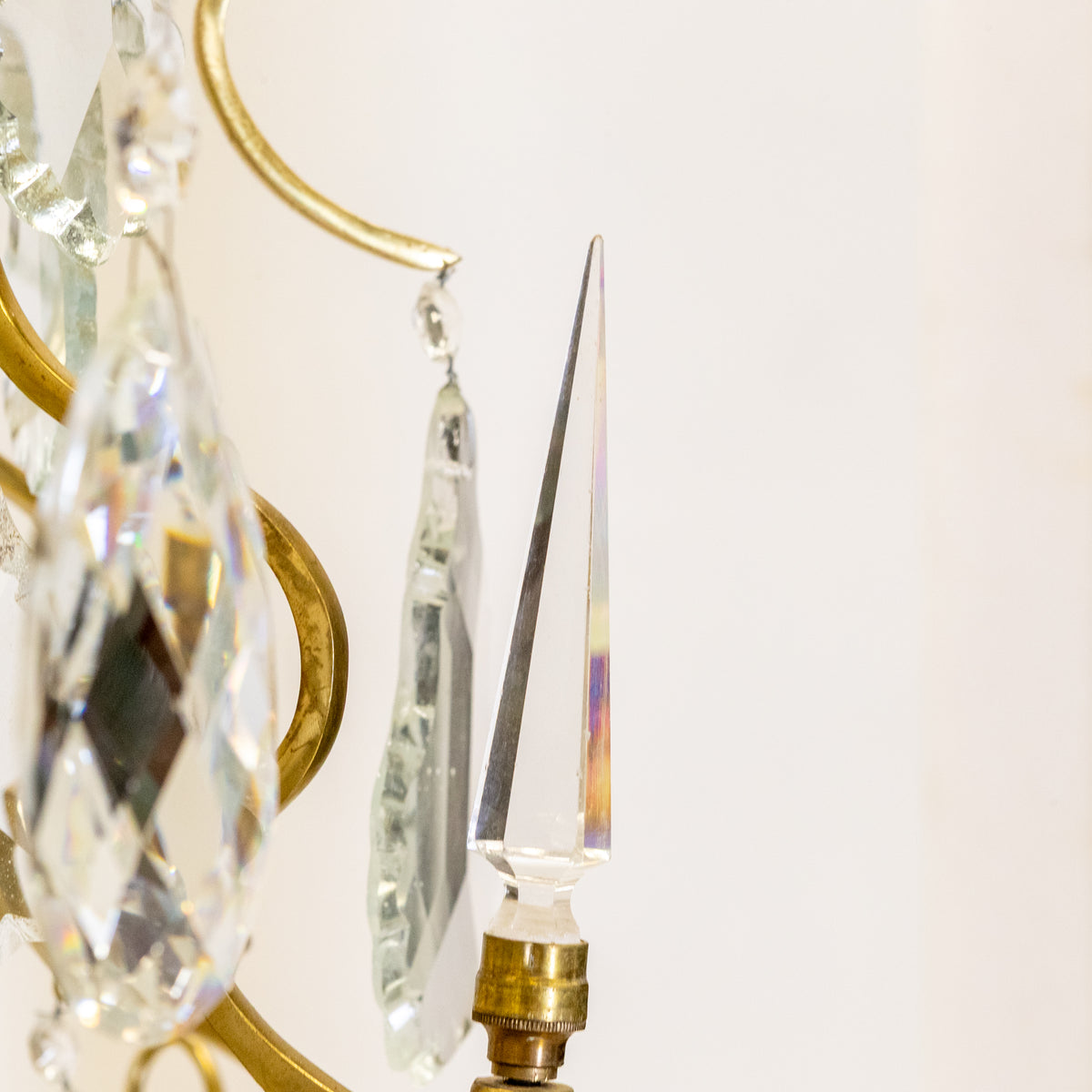 Early 20th Century Solid Brass & Crystal Chandelier