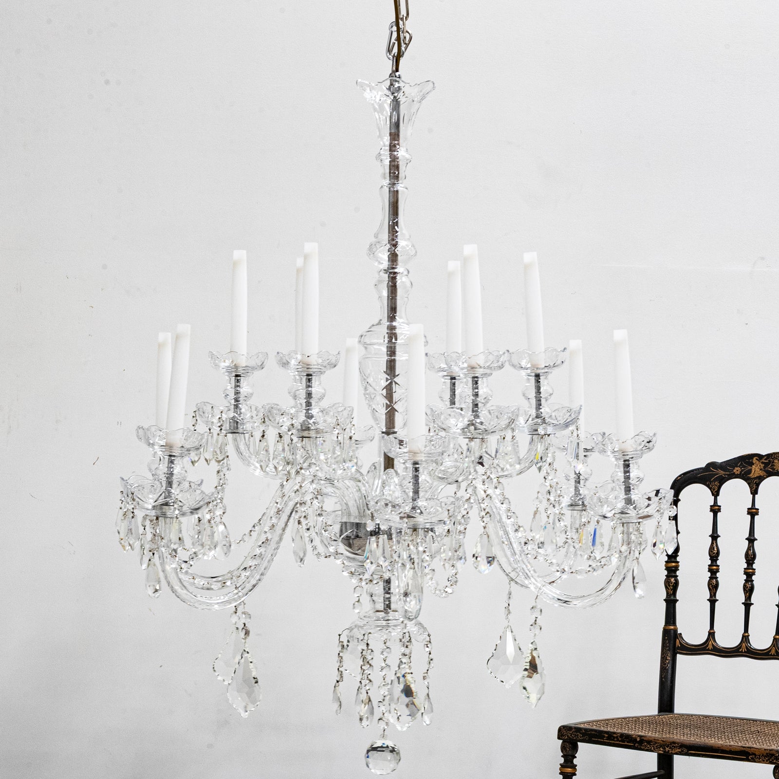 Large Antique Crystal Chandelier from Victoria Palace Theatre | Pair Available | The Architectural Forum