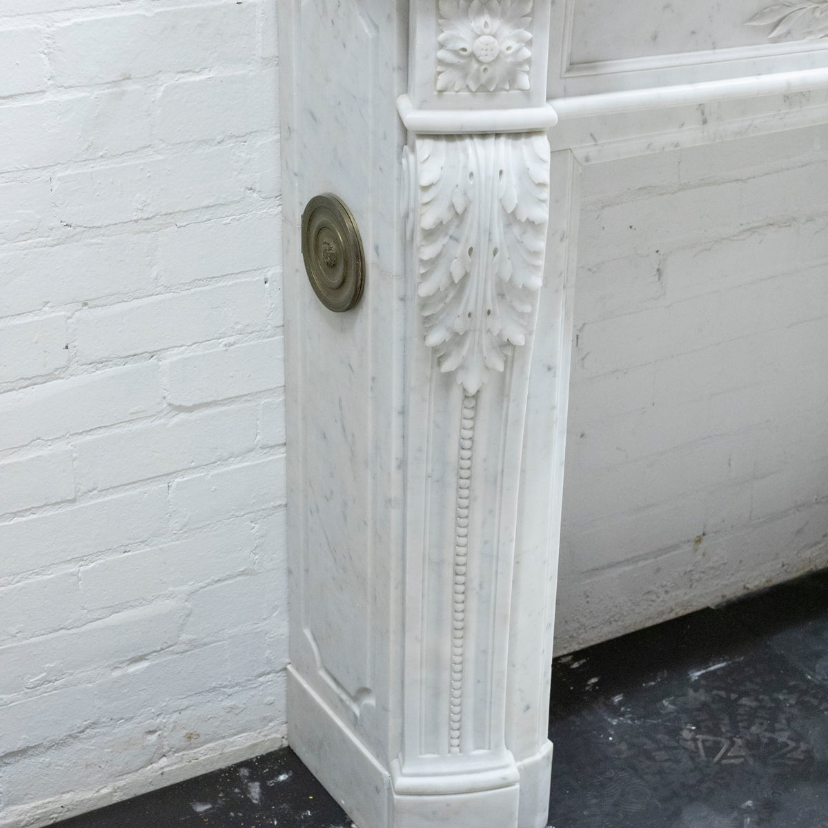 Antique Louis XVI Style Carved Marble Fireplace in Carrara Marble (Pair Available) | The Architectural Forum