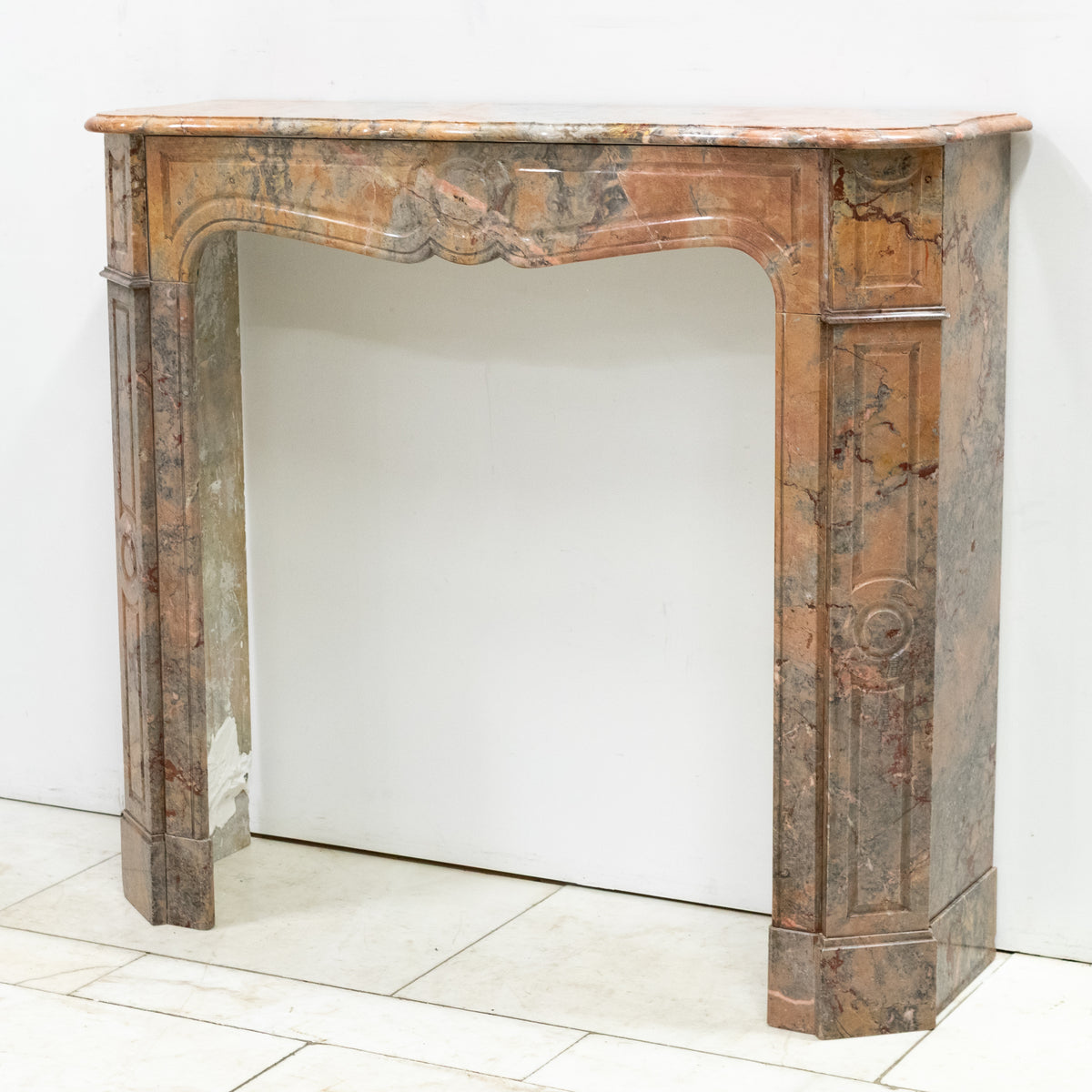 Antique French Style Pompadour Rouge Breche Marble Fireplace | The Architectural Forum
