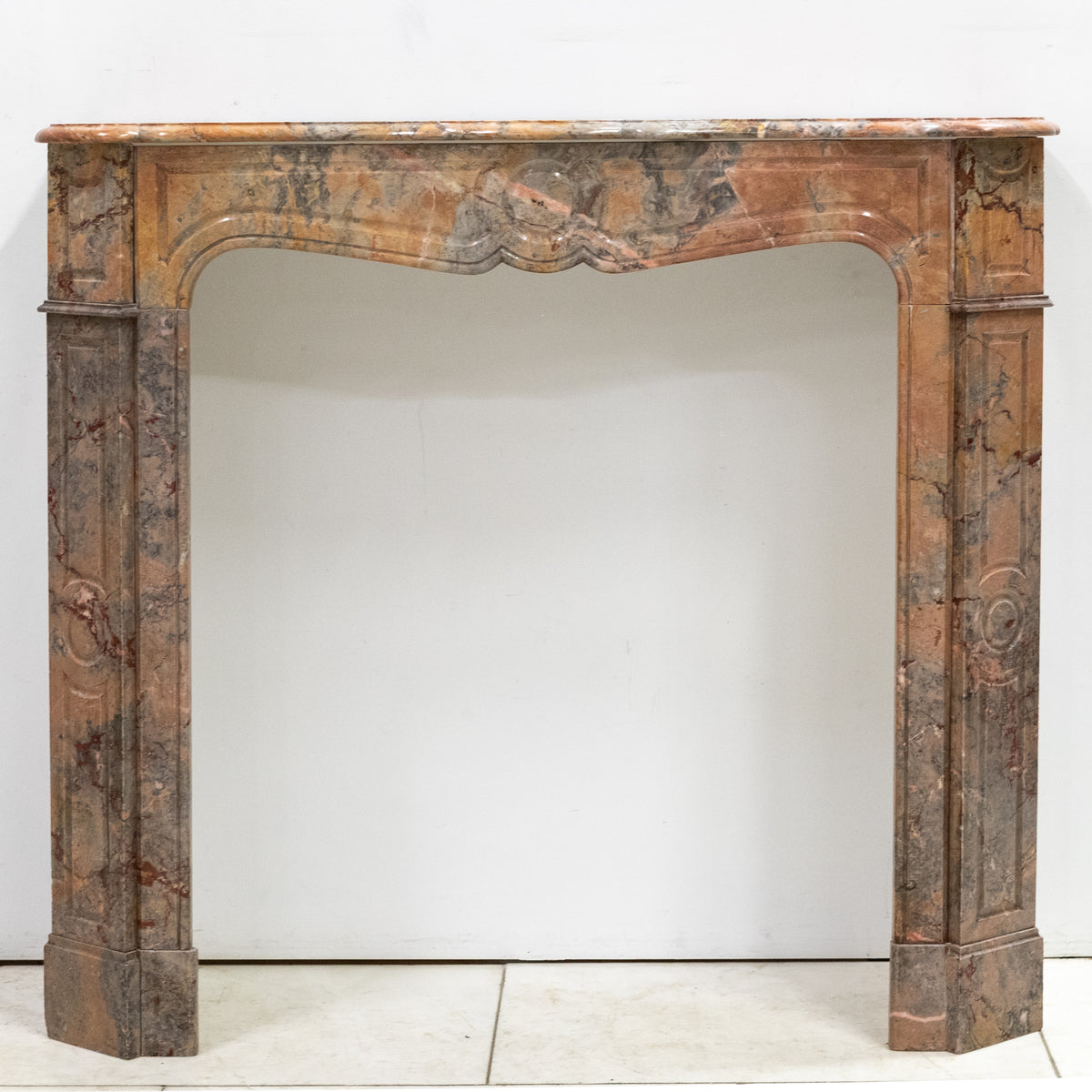 Antique French Style Pompadour Rouge Breche Marble Fireplace | The Architectural Forum