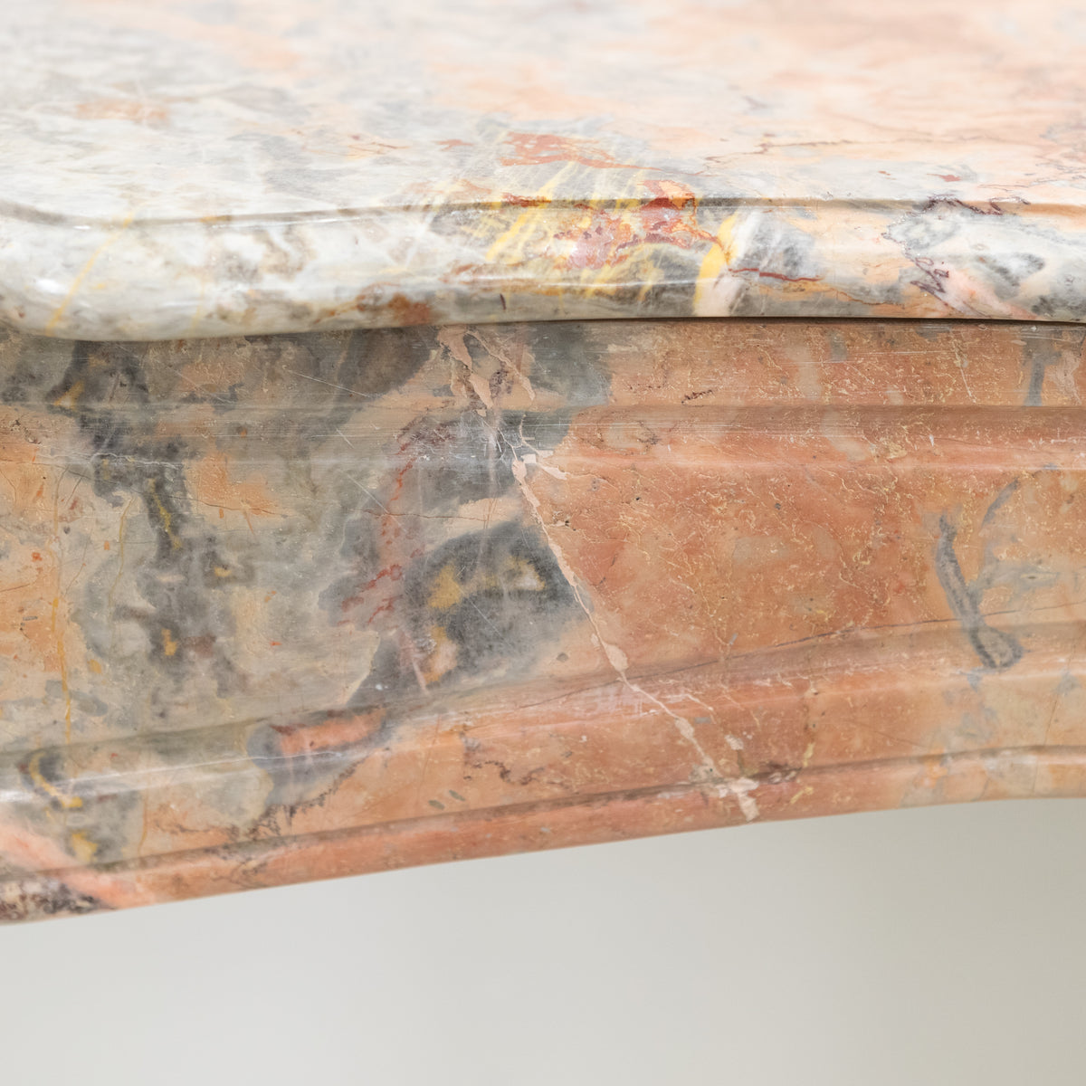 Antique French Style Pompadour Rouge Breche Marble Fireplace | The Architectural Forum