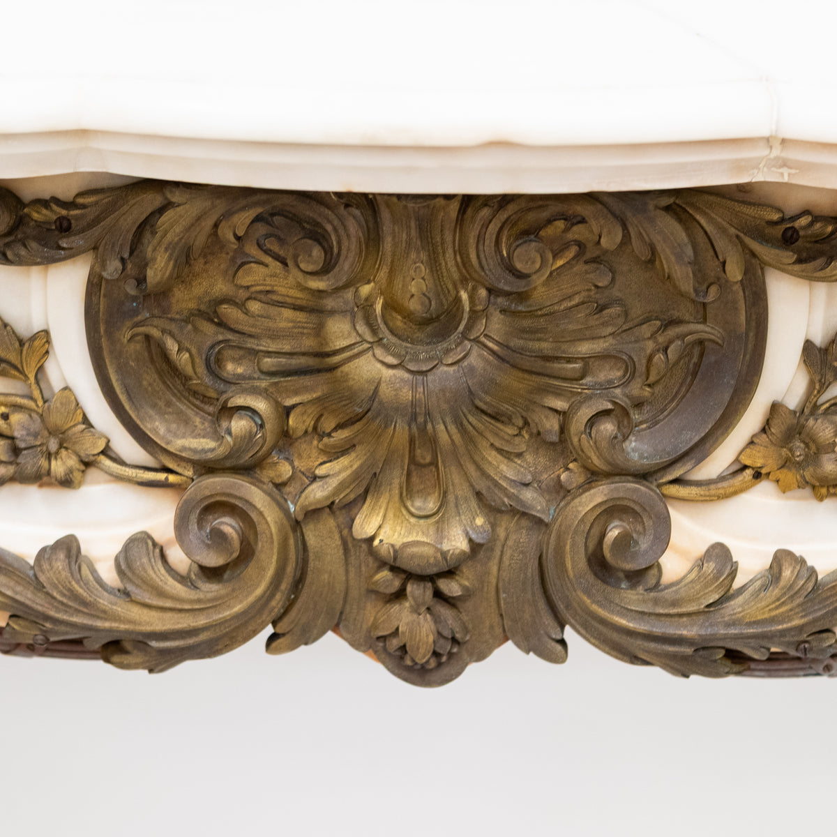 Antique French Louis XV Style Statuary Marble Fireplace with Brass Mounts | The Architectural Forum