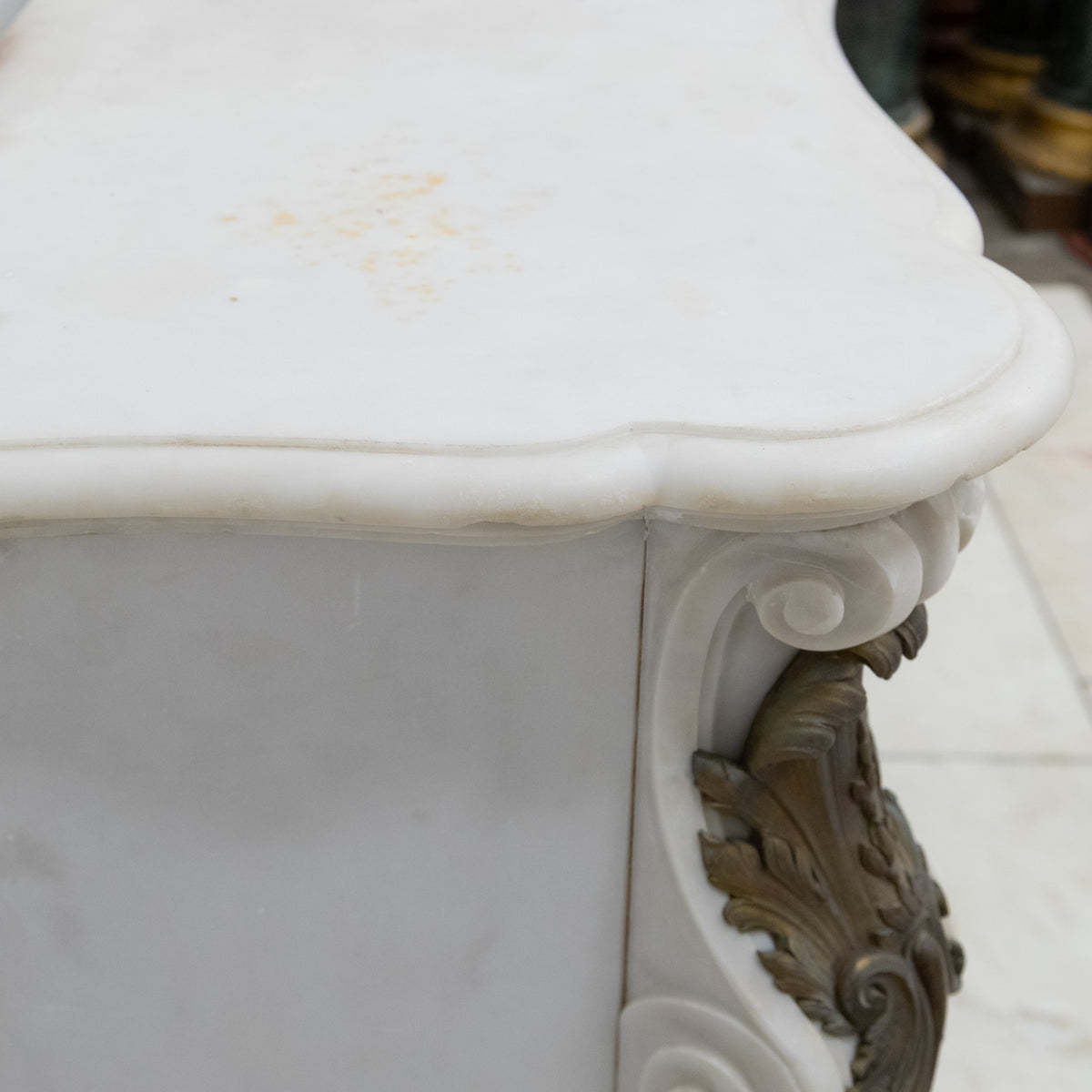 Antique French Louis XV Style Statuary Marble Fireplace with Brass Mounts | The Architectural Forum