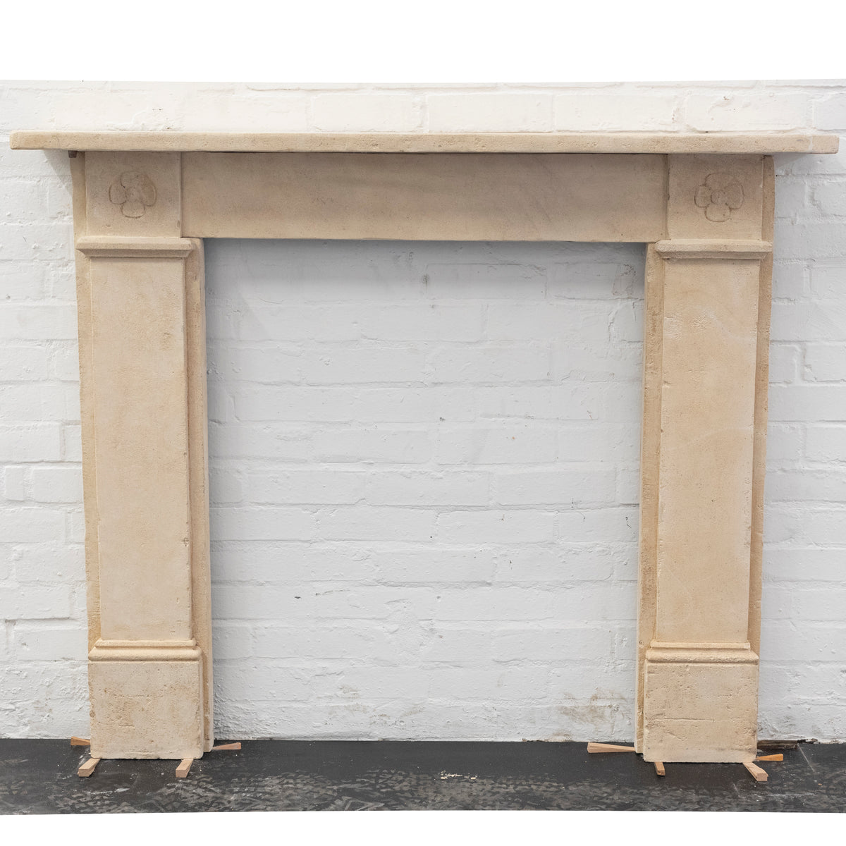 Antique Bath Stone Fire Surround with Carved Florals | The Architectural Forum
