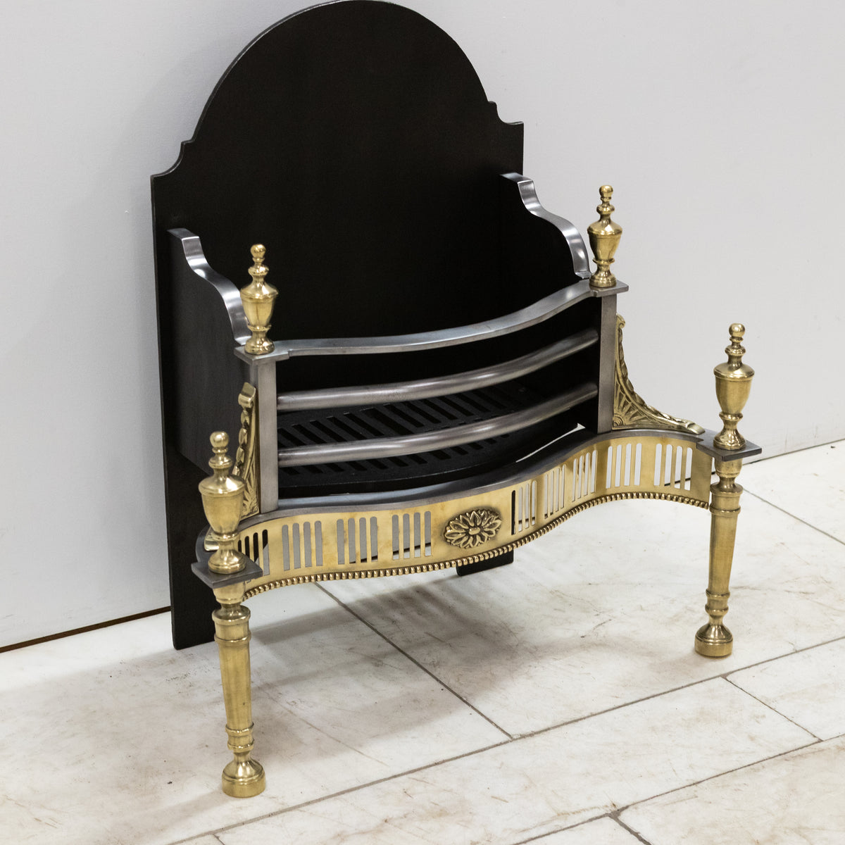 Reclaimed Georgian Style Fire Basket with Brass Finials