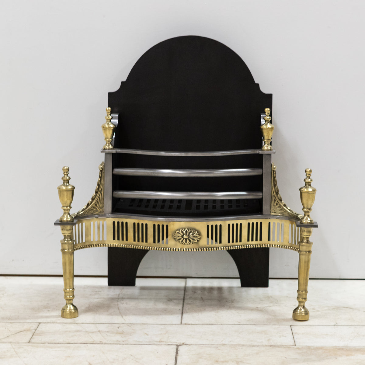 Reclaimed Georgian Style Fire Basket with Brass Finials