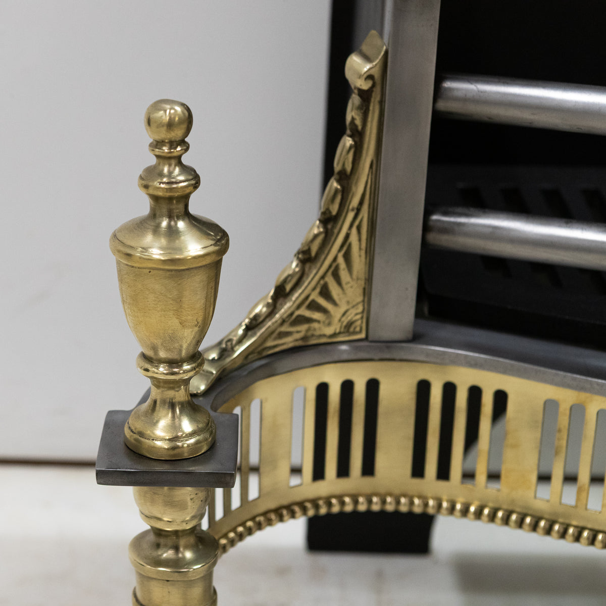 Reclaimed Georgian Style Fire Basket with Brass Finials