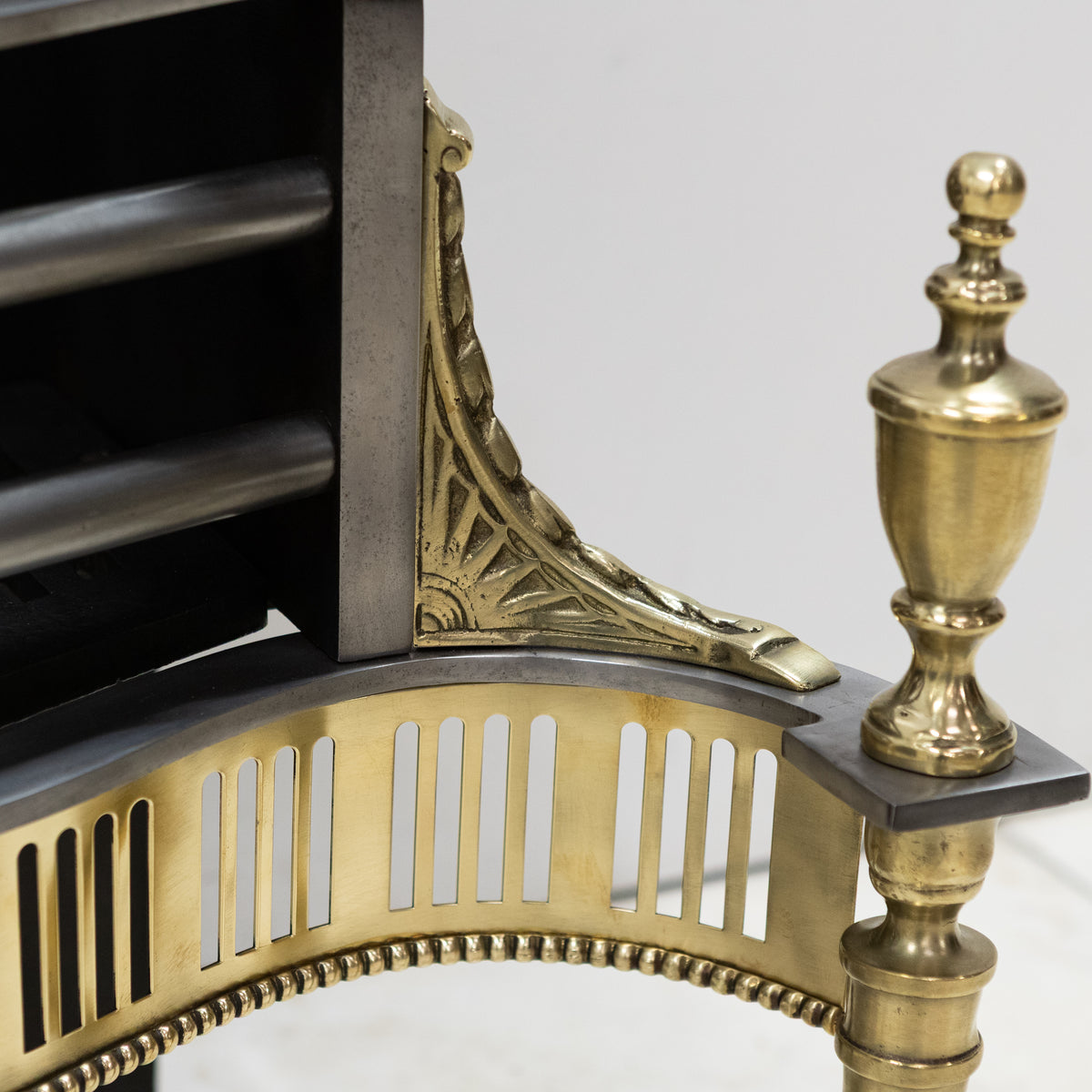 Reclaimed Georgian Style Fire Basket with Brass Finials