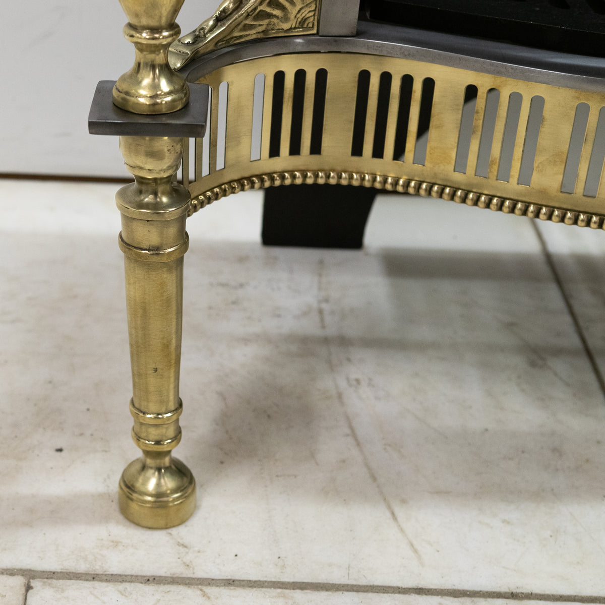 Reclaimed Georgian Style Fire Basket with Brass Finials