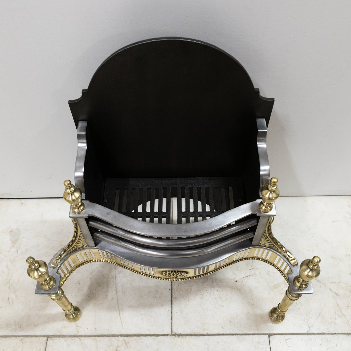 Reclaimed Georgian Style Fire Basket with Brass Finials