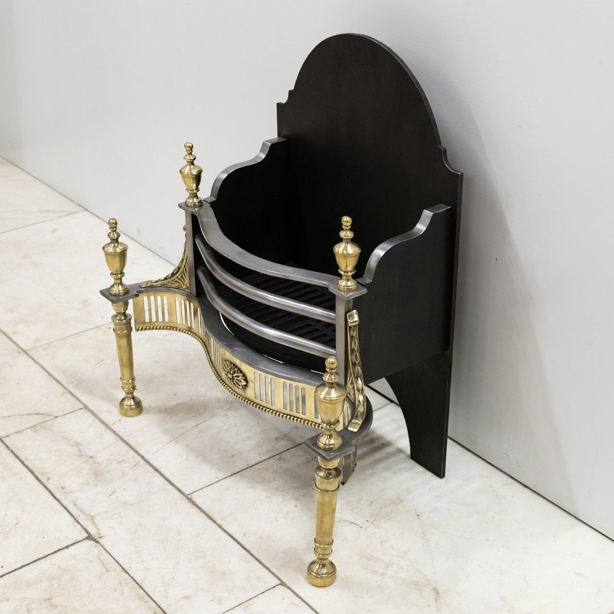 Reclaimed Georgian Style Fire Basket with Brass Finials