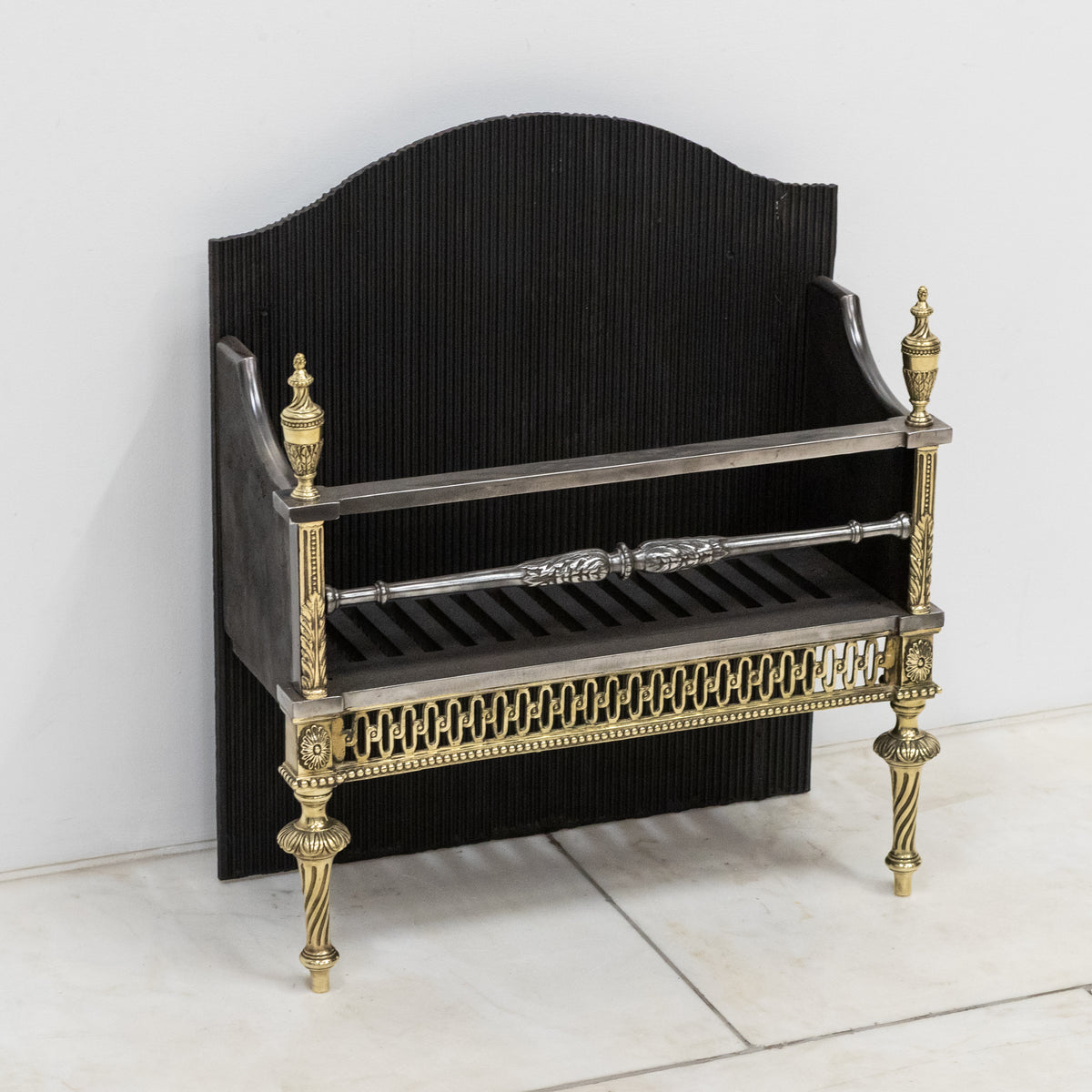 Early 20th Century Regency Style Fire Basket With Brass Finials | Bratt Colbran