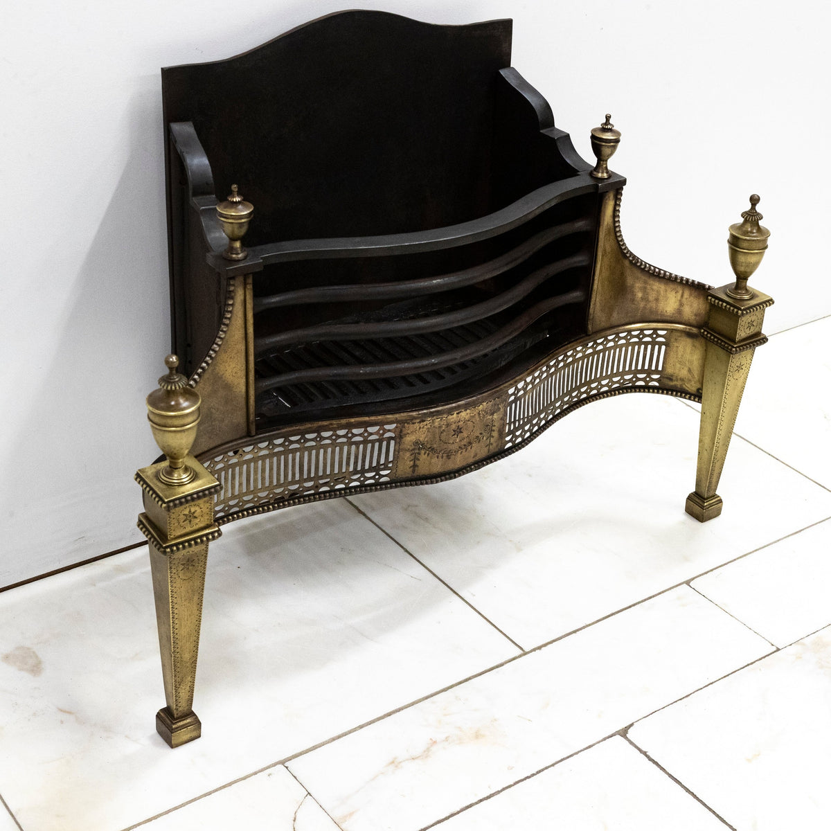 Splendid Antique Georgian Fire Basket with Brass Finials | The Architectural Forum