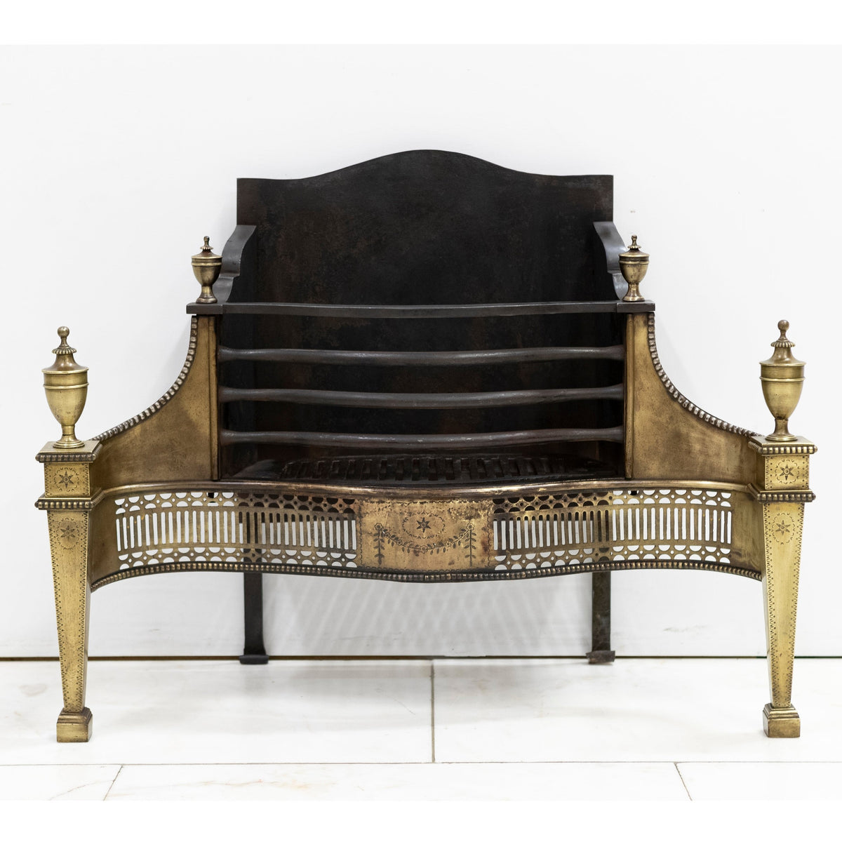 Splendid Antique Georgian Fire Basket with Brass Finials | The Architectural Forum