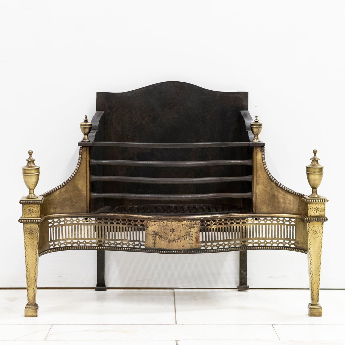 Splendid Antique Georgian Fire Basket with Brass Finials | The Architectural Forum