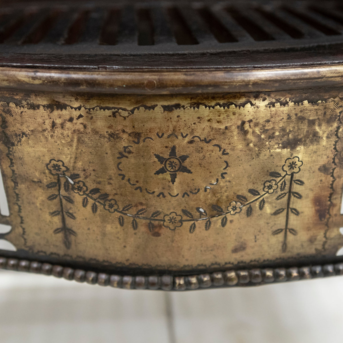 Splendid Antique Georgian Fire Basket with Brass Finials | The Architectural Forum