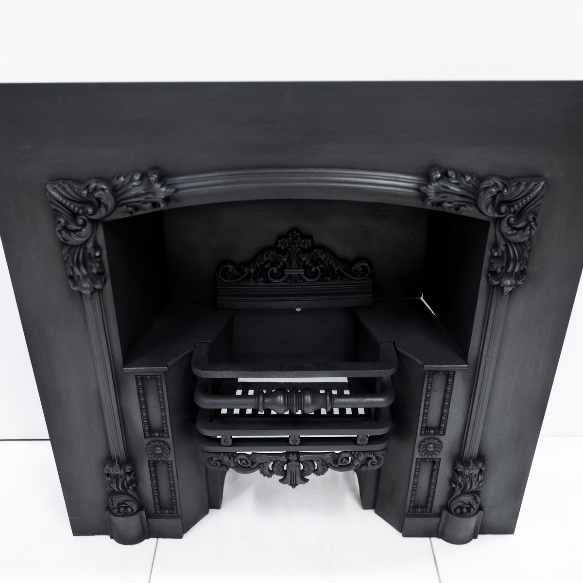 Antique Ornate Georgian Cast Iron Fireplace Insert | Register Grate