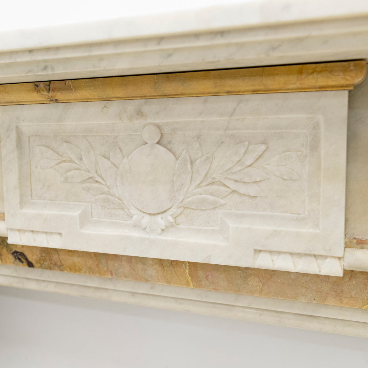 Antique Victorian Carrara Siena Marble Fireplace Surround
