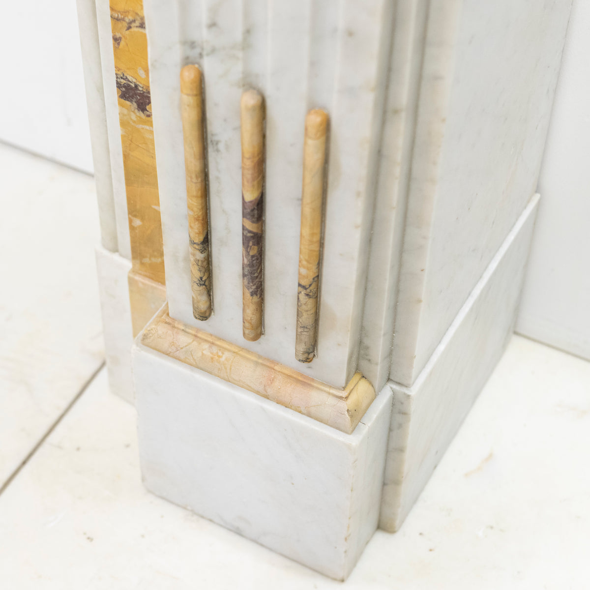 Antique Victorian Carrara Siena Marble Fireplace Surround