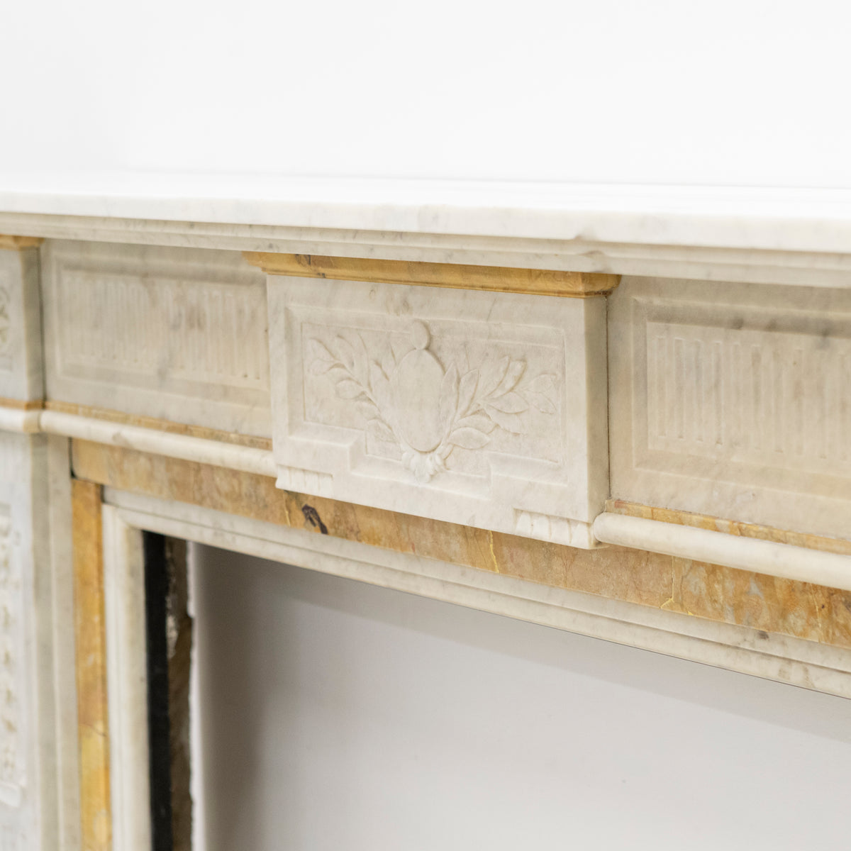 Antique Victorian Carrara Siena Marble Fireplace Surround