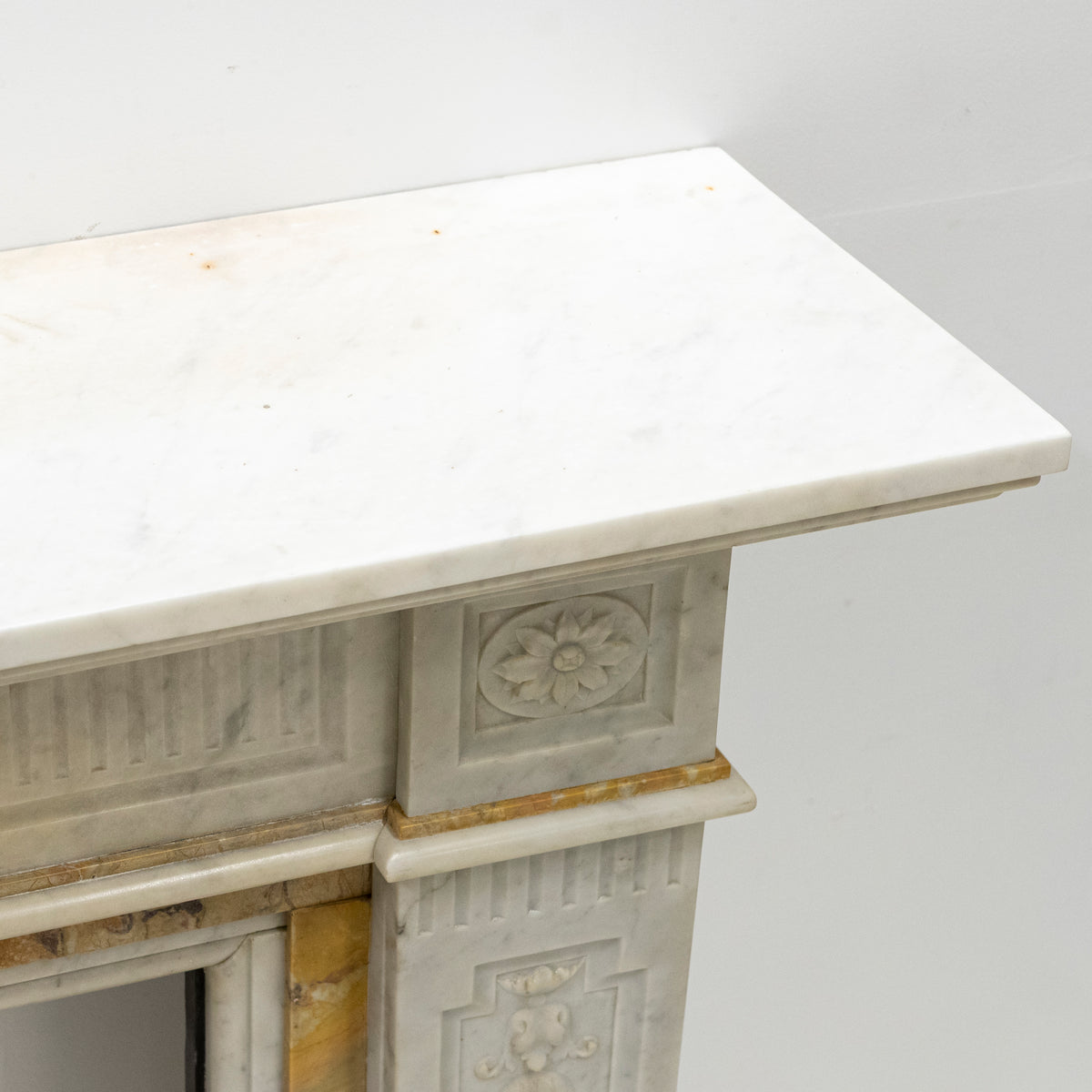 Antique Victorian Carrara Siena Marble Fireplace Surround