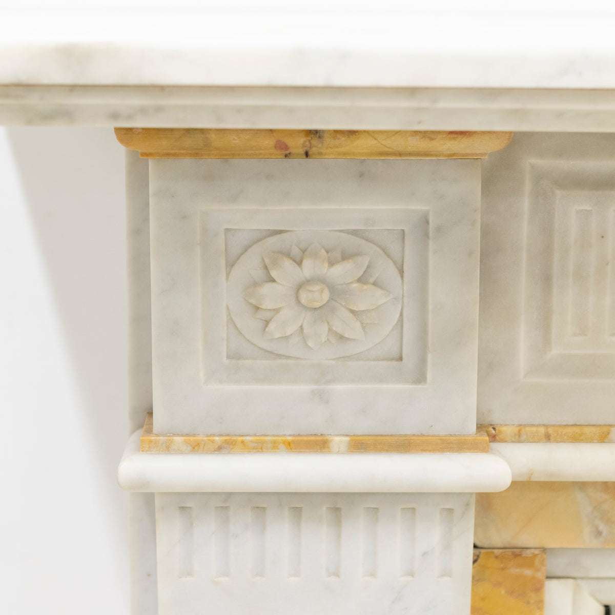 Antique Victorian Carrara Siena Marble Fireplace Surround