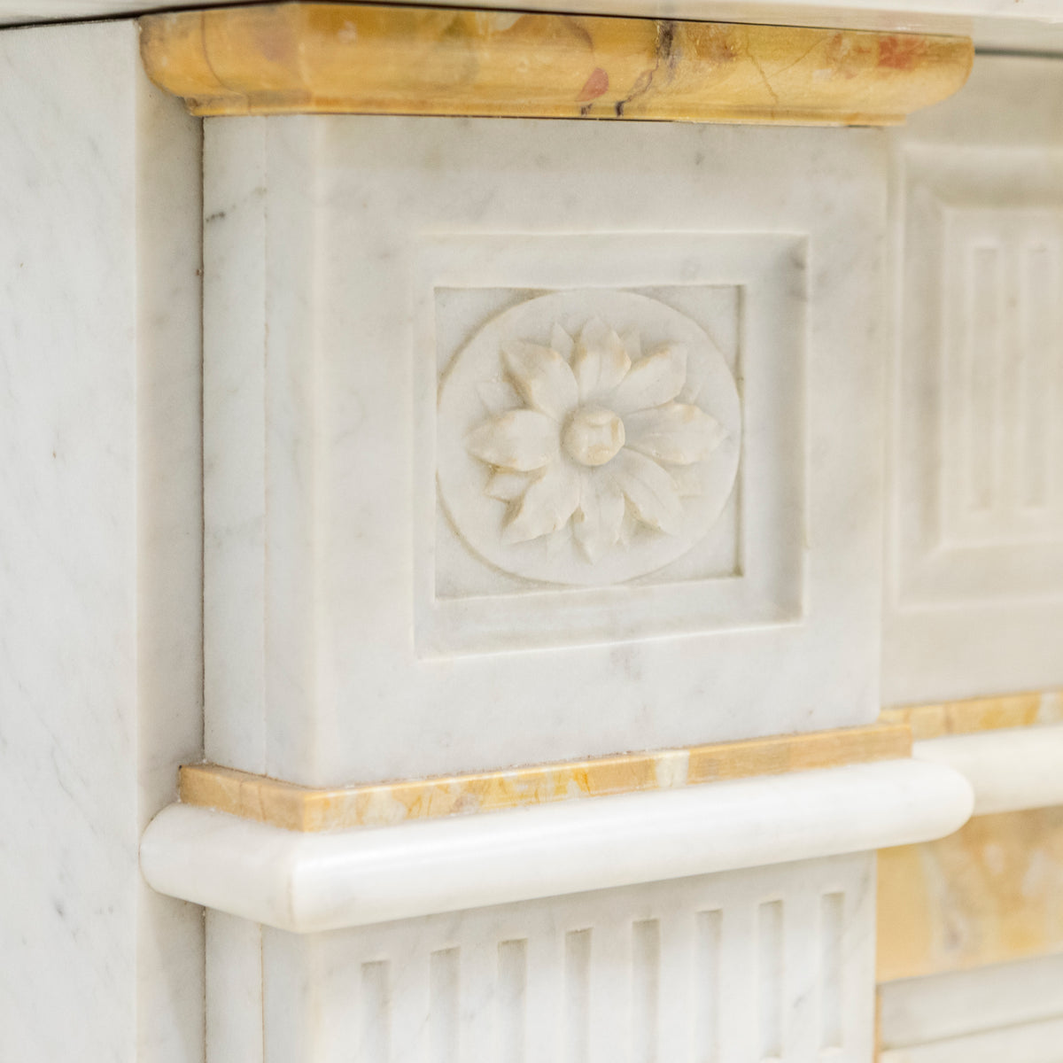 Antique Victorian Carrara Siena Marble Fireplace Surround