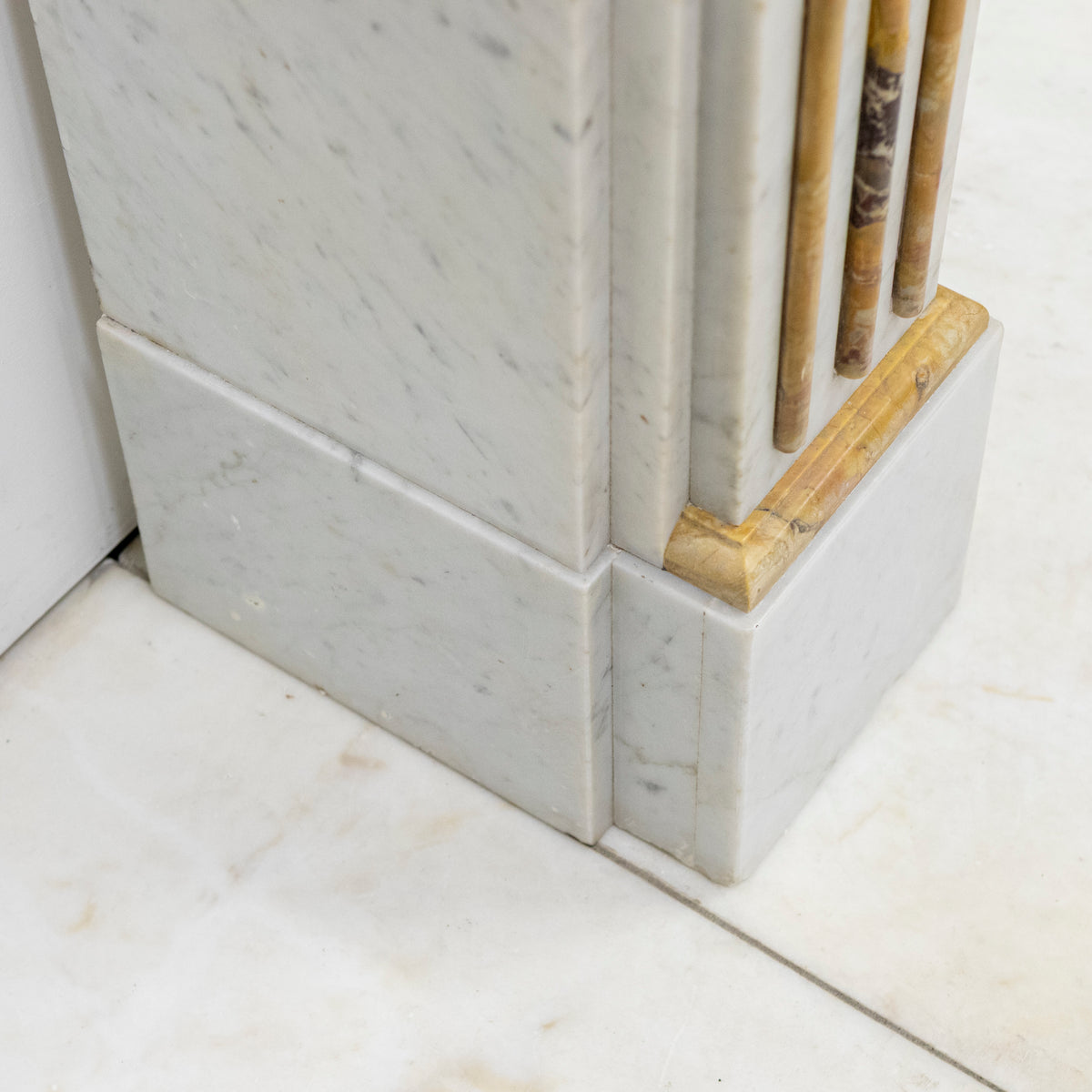 Antique Victorian Carrara Siena Marble Fireplace Surround