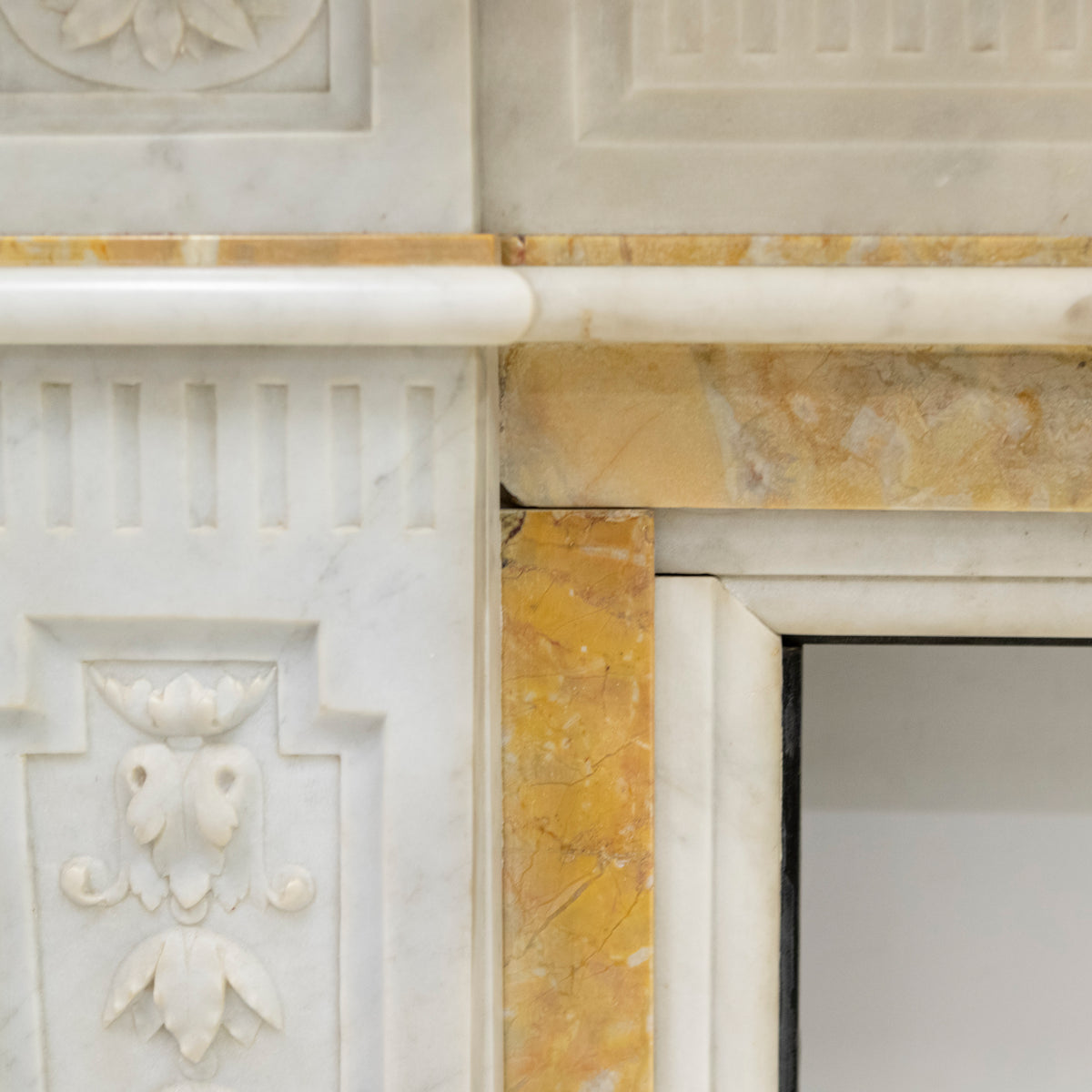 Antique Victorian Carrara Siena Marble Fireplace Surround