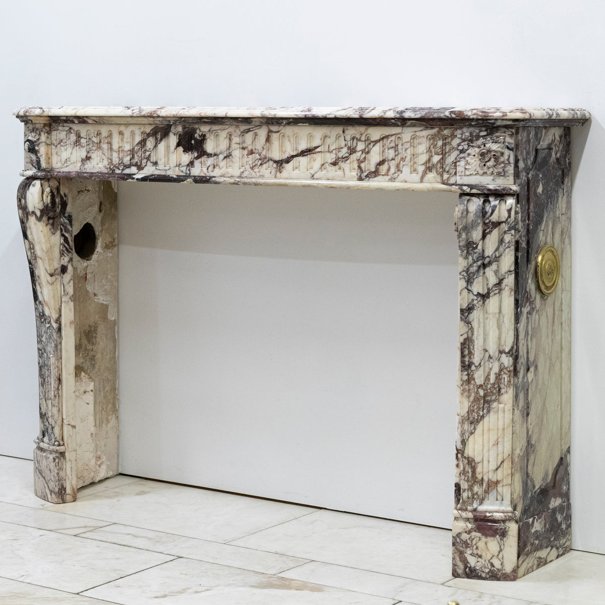 Antique 19th Century Brèche Marble Louis Style Fireplace Surround | The Architectural Forum