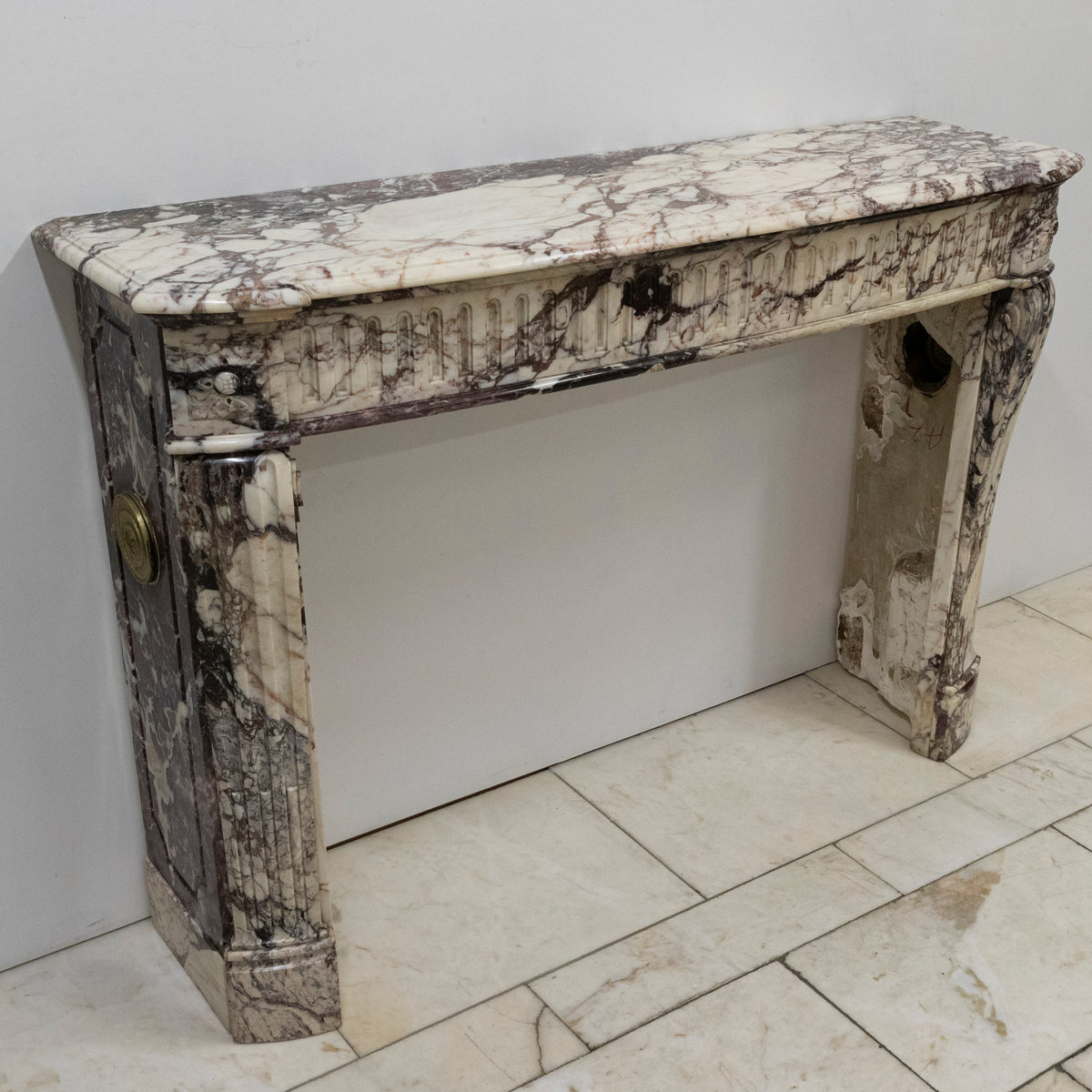 Antique 19th Century Brèche Marble Louis Style Fireplace Surround | The Architectural Forum