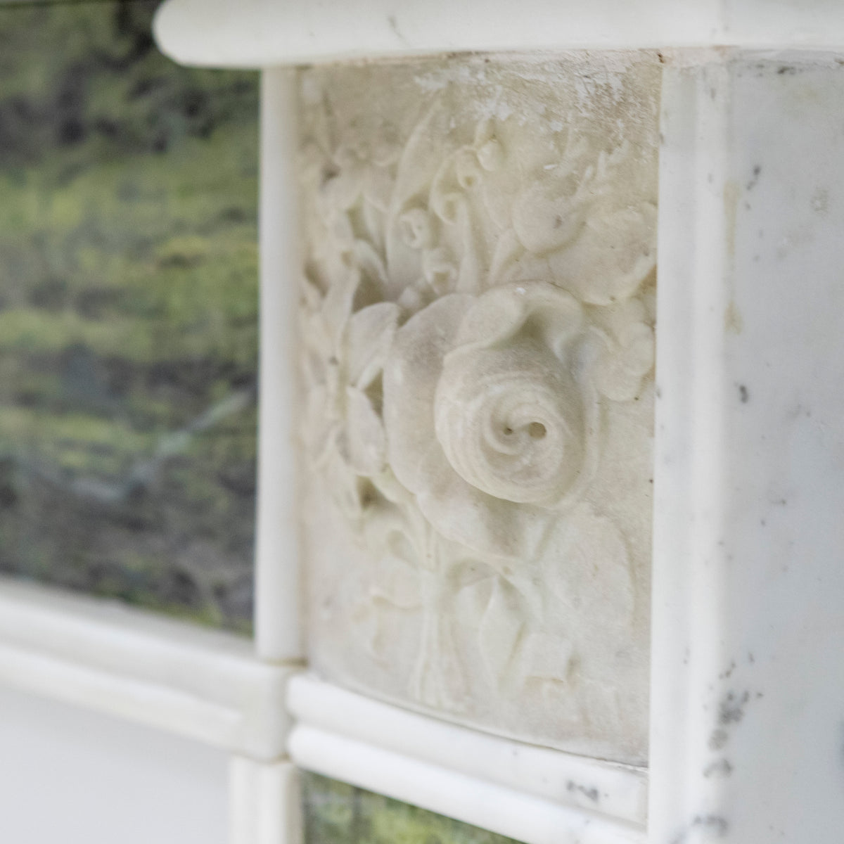 Antique Regency Statuary & Verde Marble Fireplace Surround