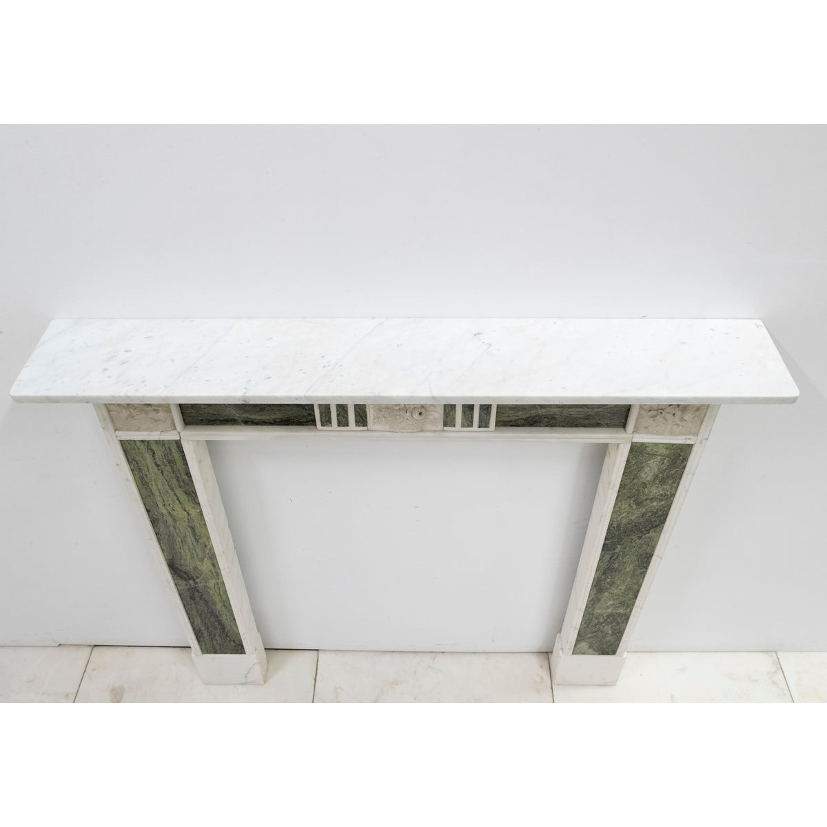 Antique Regency Statuary & Verde Marble Fireplace Surround