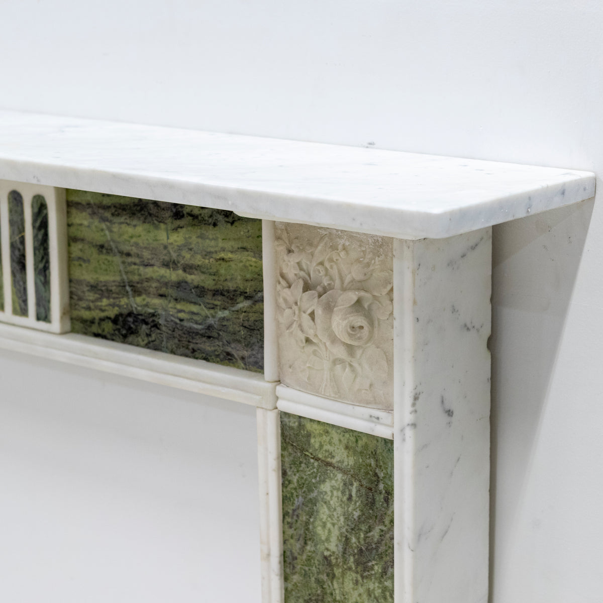 Antique Regency Statuary & Verde Marble Fireplace Surround