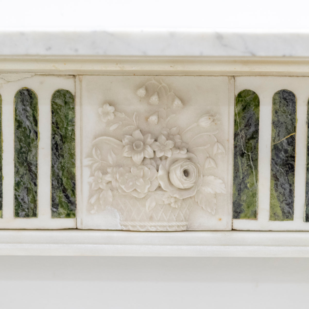 Antique Regency Statuary & Verde Marble Fireplace Surround