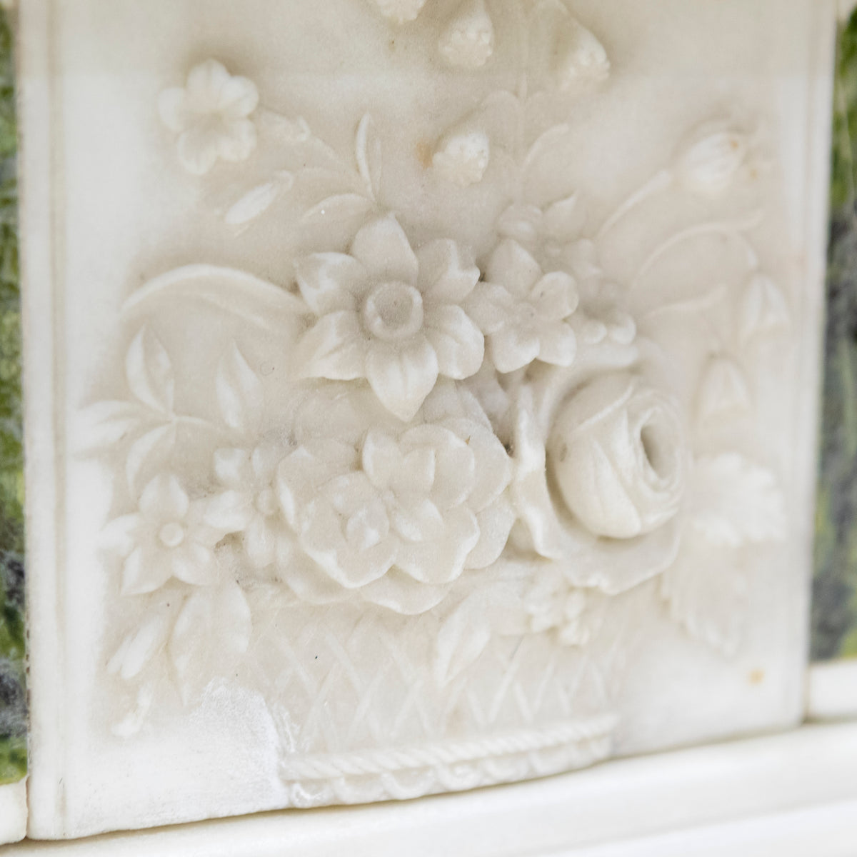 Antique Regency Statuary & Verde Marble Fireplace Surround