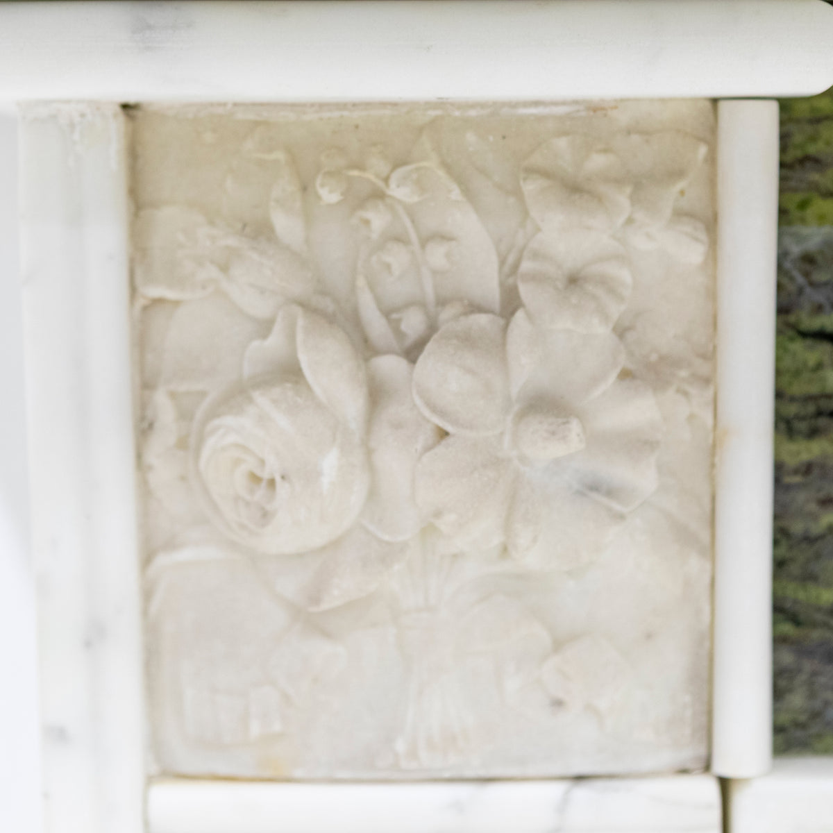 Antique Regency Statuary & Verde Marble Fireplace Surround