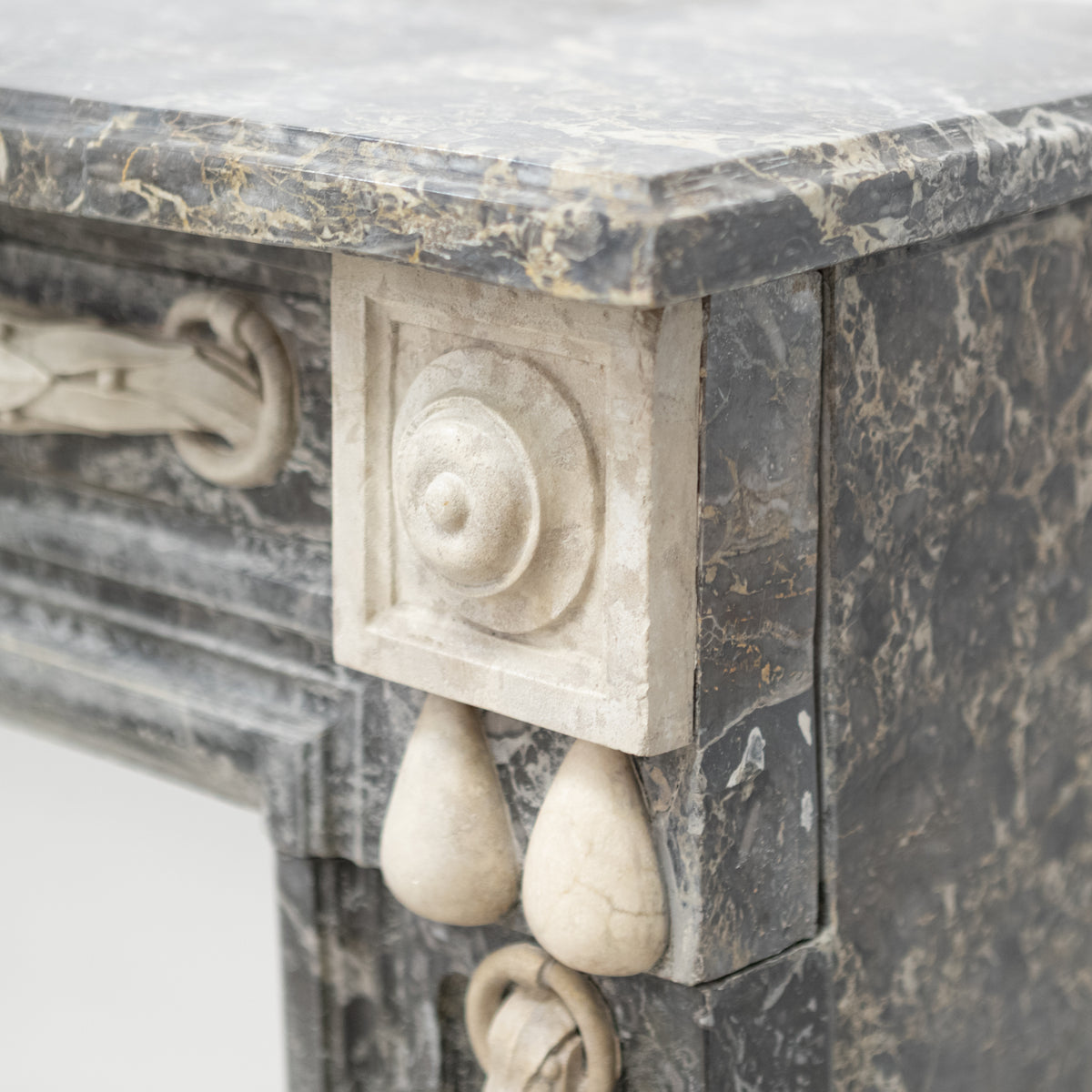 A Fine Late 19th Century Neoclassical Grey Marble Fireplace