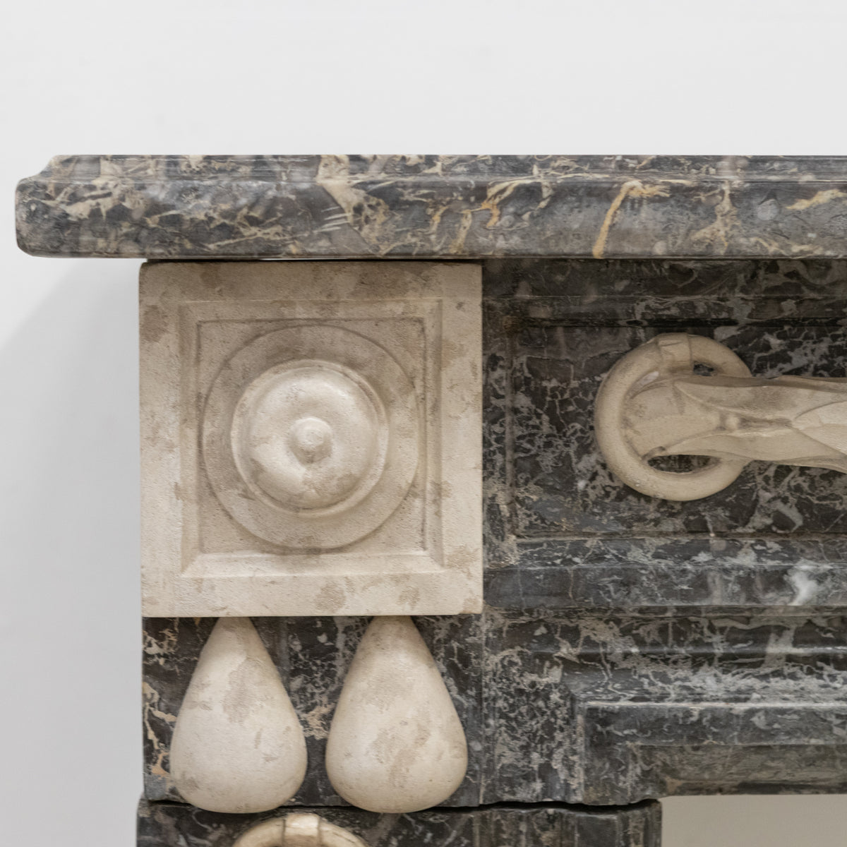 A Fine Late 19th Century Neoclassical Grey Marble Fireplace